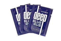 Close-up of doTERRA Deep Blue Rub 2ml sample packets