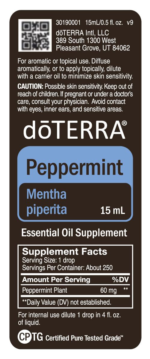 Shelf display of doTERRA Peppermint Essential Oil 15 ml 2-pack