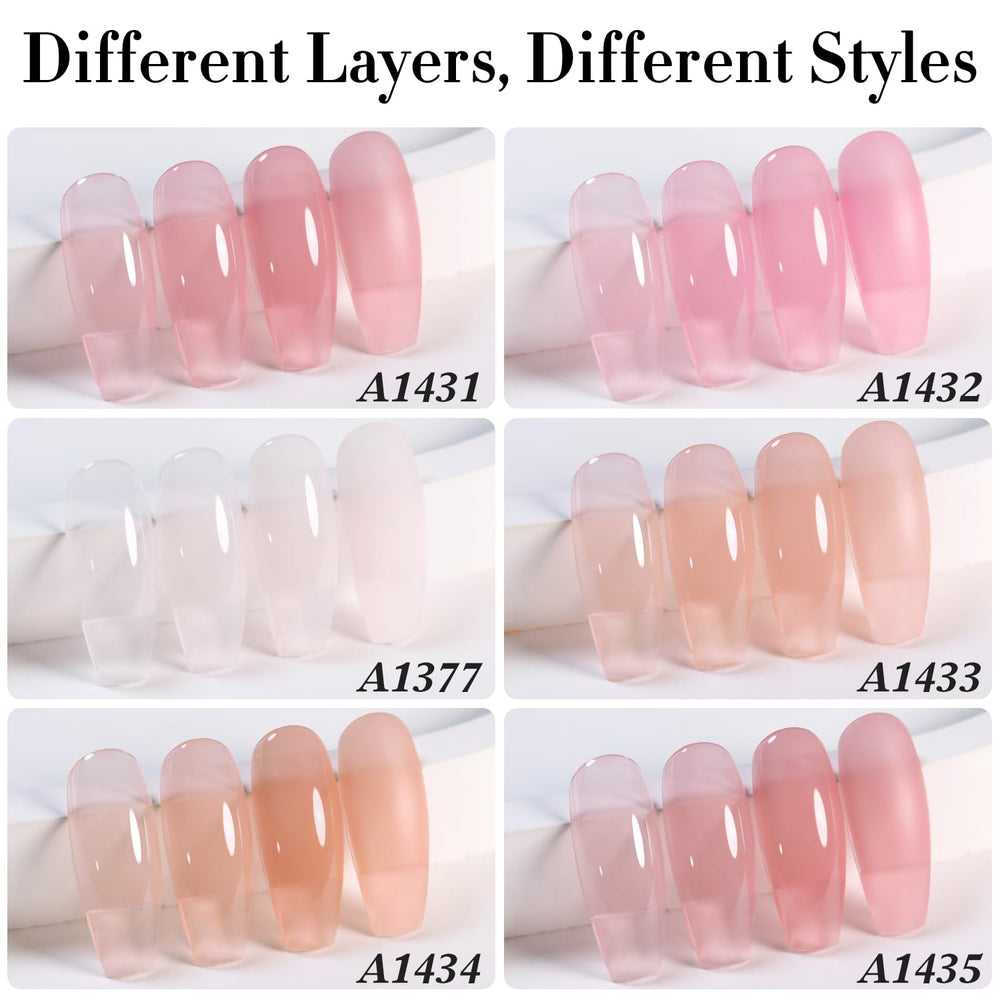 Double Rhythm baby light pastel milky shade nails for a soft salon-like finish.