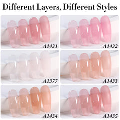 Double Rhythm baby light pastel milky shade nails for a soft salon-like finish.
