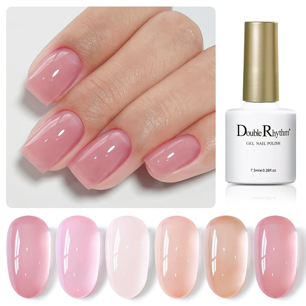 Double Rhythm gel nail polish set of 6 colors for versatile at-home manicures.