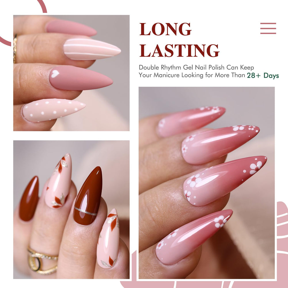 Double Rhythm light pink gel polish for delicate, glossy nails at home.