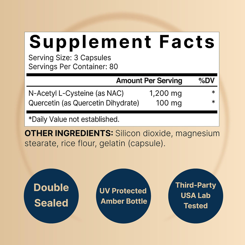 Double-strength NAC with quercetin per serving