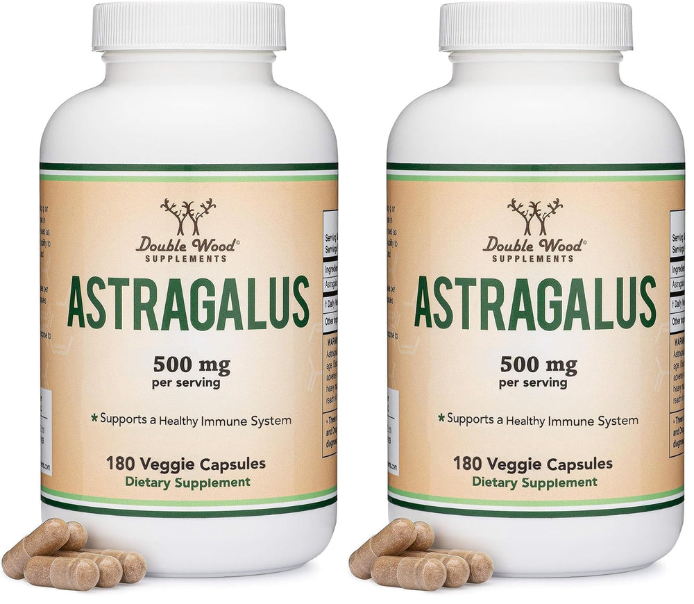 Double Wood Supplements Immune Boosting Astragalus bottle and capsules