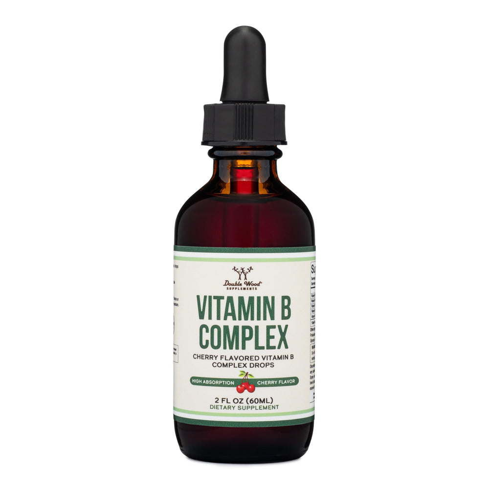 Double Wood Liquid Vitamin B Complex bottle with Cherry Flavor – 2 FL OZ