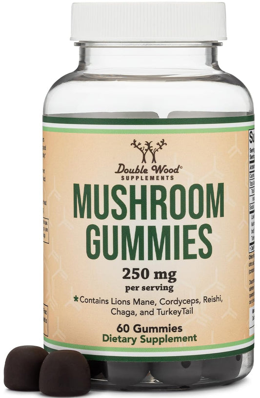 Double Wood Mushroom Gummies 60-count package
