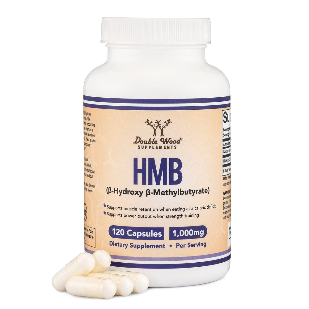Front view of Double Wood HMB bottle with 120 capsules packaging