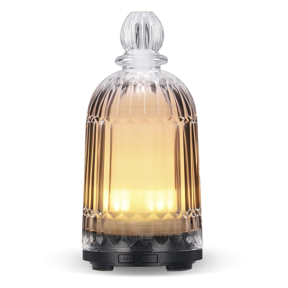 DOUDING glass essential oil diffuser with black base, front view