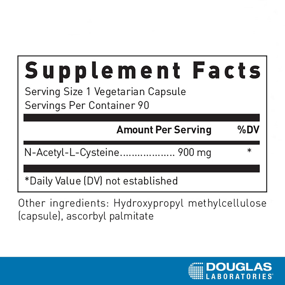 Douglas Laboratories N-Acetyl-L-Cysteine 900 mg bottle back label