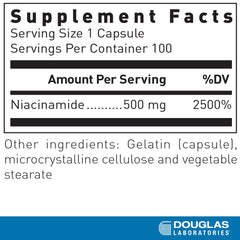 Close-up of Niacinamide bottle label