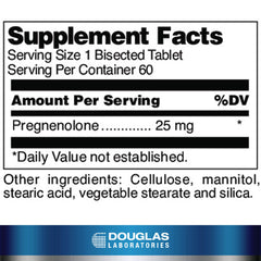 Pregnenolone 25 mg tablets on white background