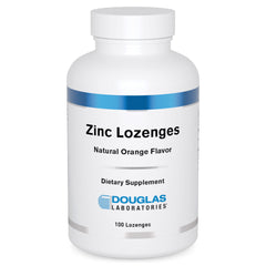 Front view of Douglas Laboratories Zinc Lozenges bottle in natural orange flavor