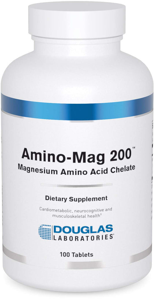 Amino-Mag 200 bottle label showing 100 tablets