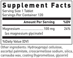 Close-up of Magnesium Glycinate 120 tablets bottle