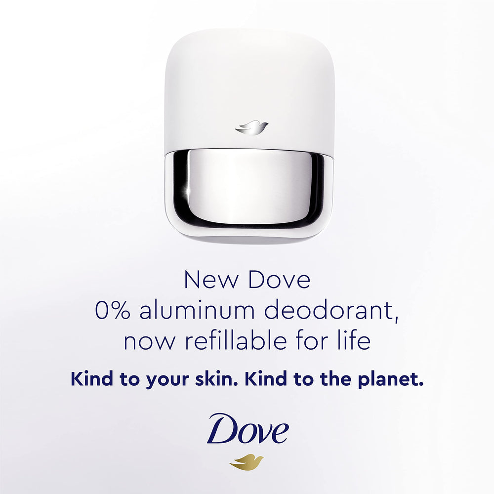 Dove packaging uses 98% recycled plastic in refill packs.