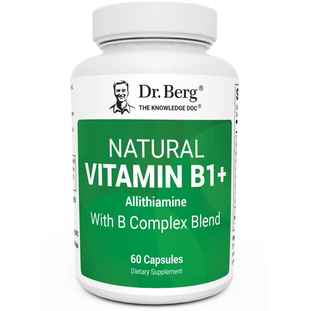 Dr. Berg Allithiamine B1 B6 B12 Complex bottle featuring 60 capsules