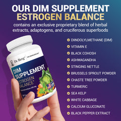 Dr. Berg DIM ingredients close-up features DIM and black pepper.