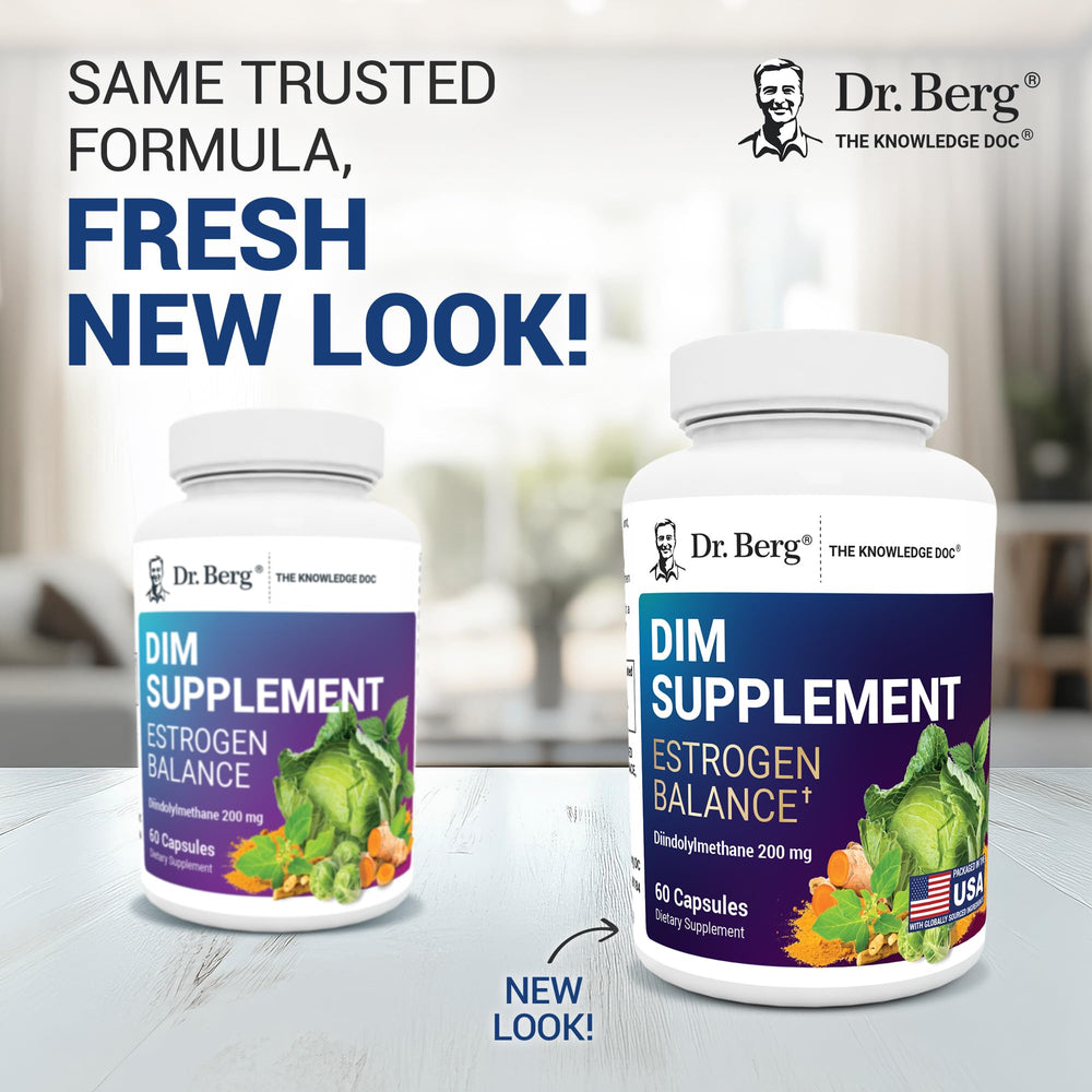 Dr. Berg DIM capsules close-up for easy daily use.