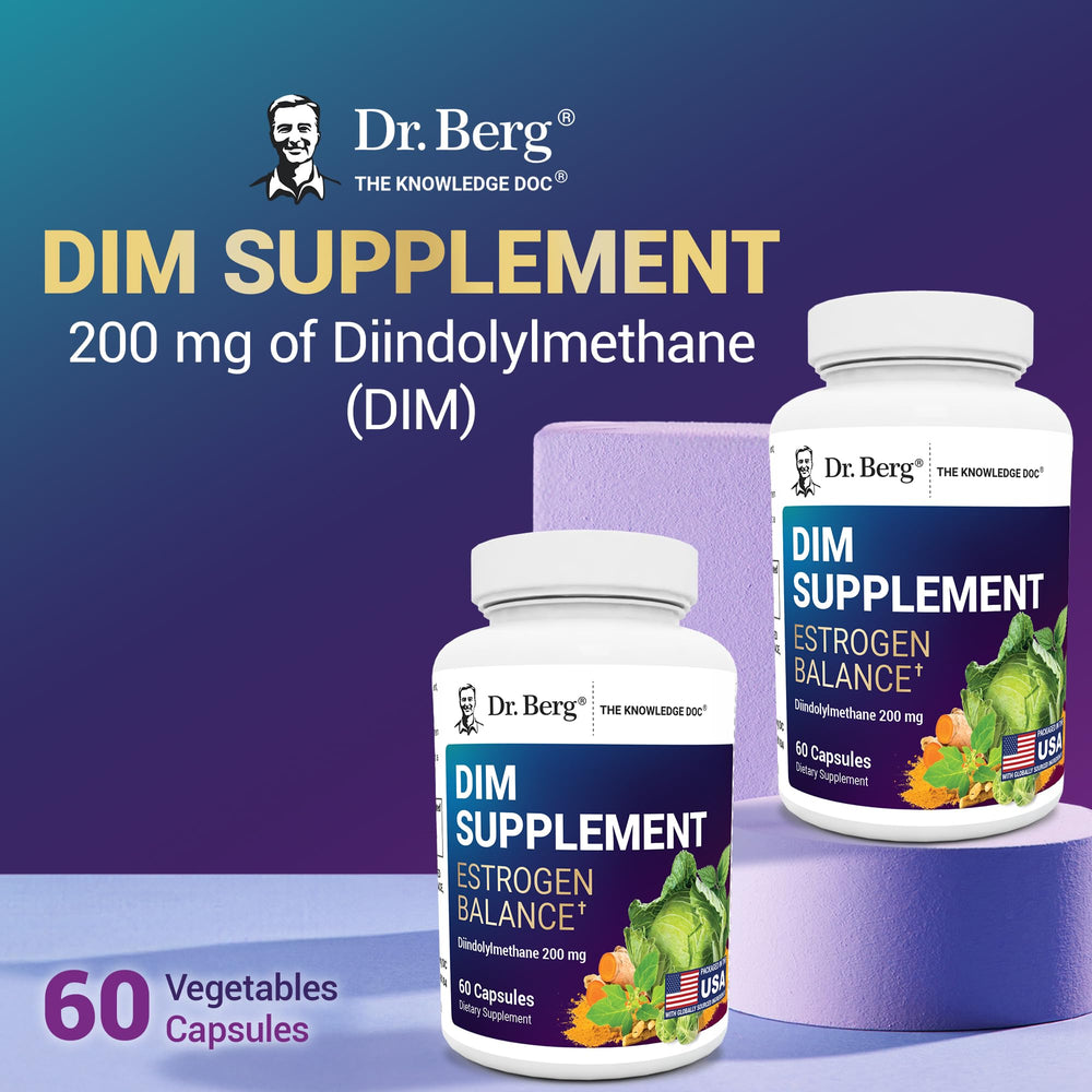 Dr. Berg DIM bottle pouring capsules into hand.