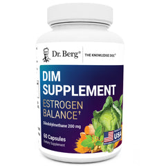 Dr. Berg DIM supplement original bottle for natural balance and mood support.