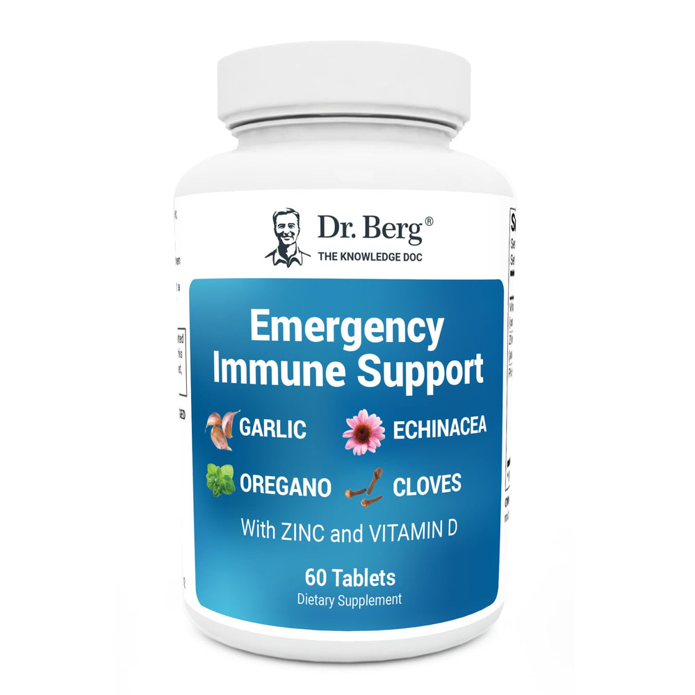 Dr. Berg Emergency Immune Support bottle on a white background