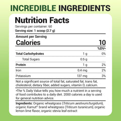 Nutrition label on Dr. Berg Green Powder canister