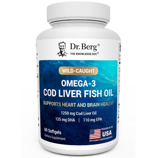 Dr. Berg Omega-3 Cod Liver Oil 1250 mg lemon softgels - 60 count hero image