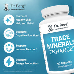 Dr. Berg Trace Minerals Enhanced Complex label highlights 70+ minerals