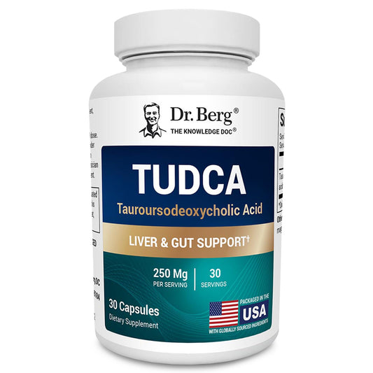 Dr. Berg TUDCA supplement bottle on a white background