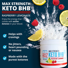 Back of Dr. Boz Keto BHB Powder Raspberry Lemonade container with nutrition facts