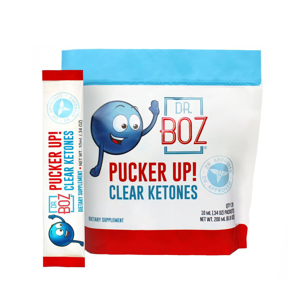 Dr. Boz Pucker Up Clear Ketones bottle with 20 packets