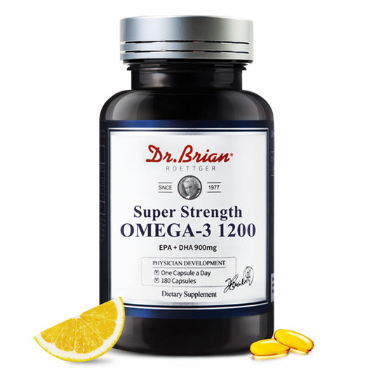 Dr. Brian Omega-3 1200mg lemon flavored softgels bottle facing front