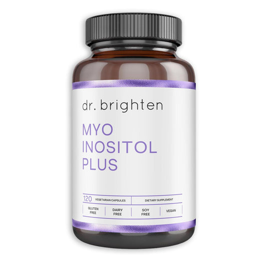 Dr. Brighten Myoinositol Plus bottle on white background