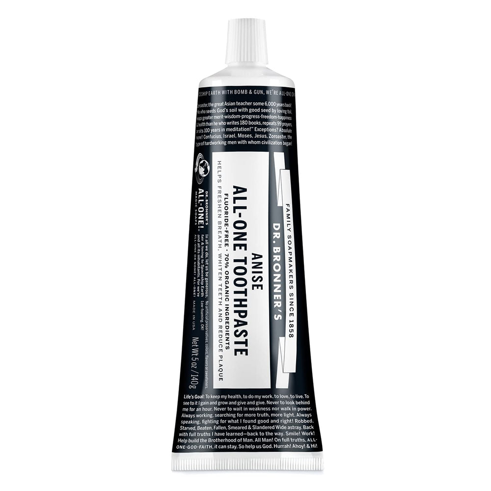 Dr. Bronner's All-One Toothpaste Anise flavor 5 oz packaging front