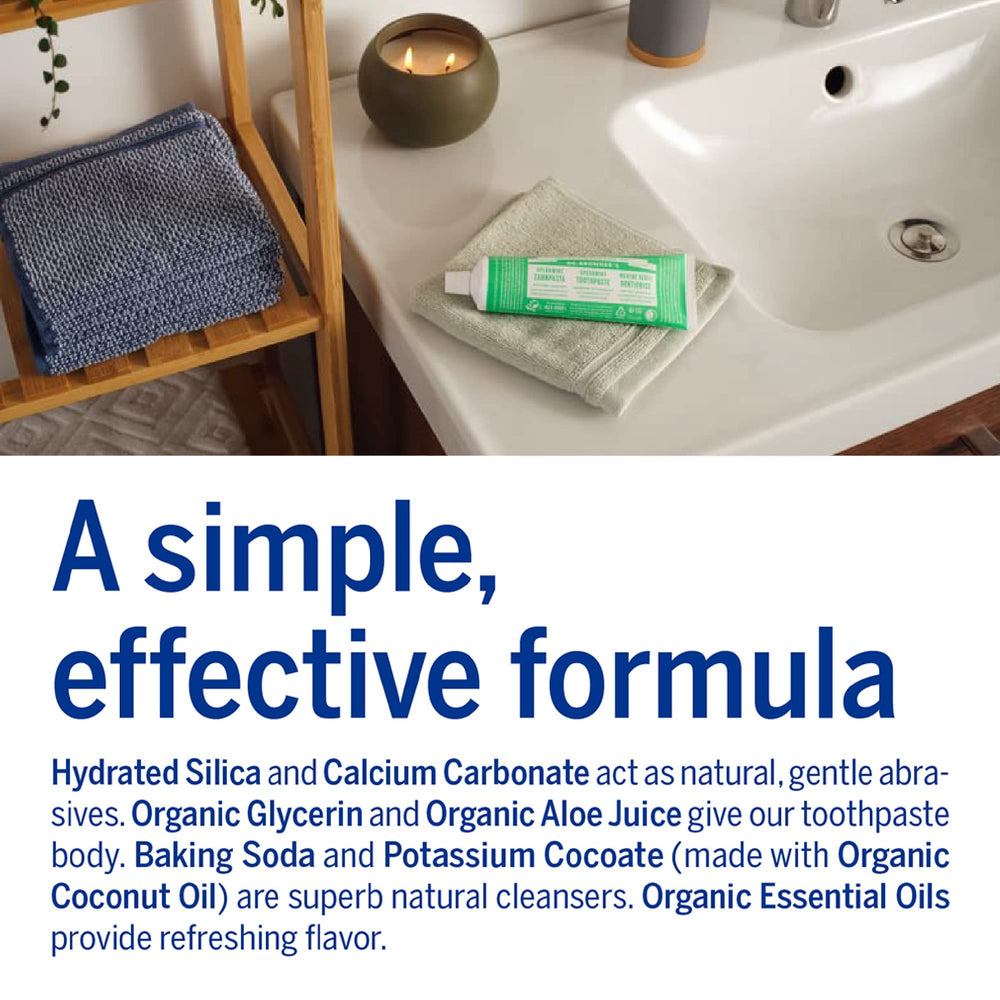 No synthetic foaming agents and cruelty-free emblem on toothpaste box