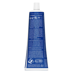 Close-up of toothpaste tube showing 70% organic ingredients