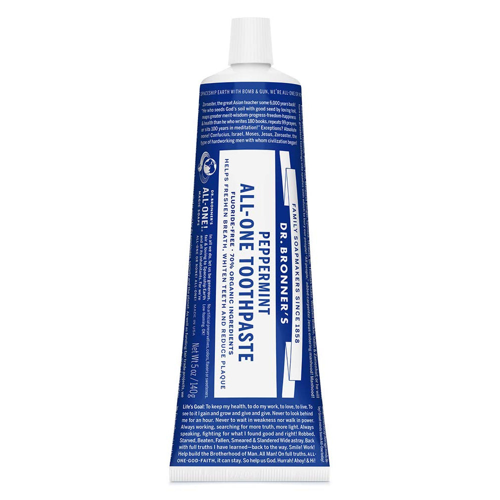 Bottle of Dr. Bronner's All-One Toothpaste Peppermint 5oz