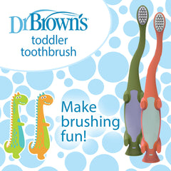 Front view of the dinosaur-themed toddler toothbrush