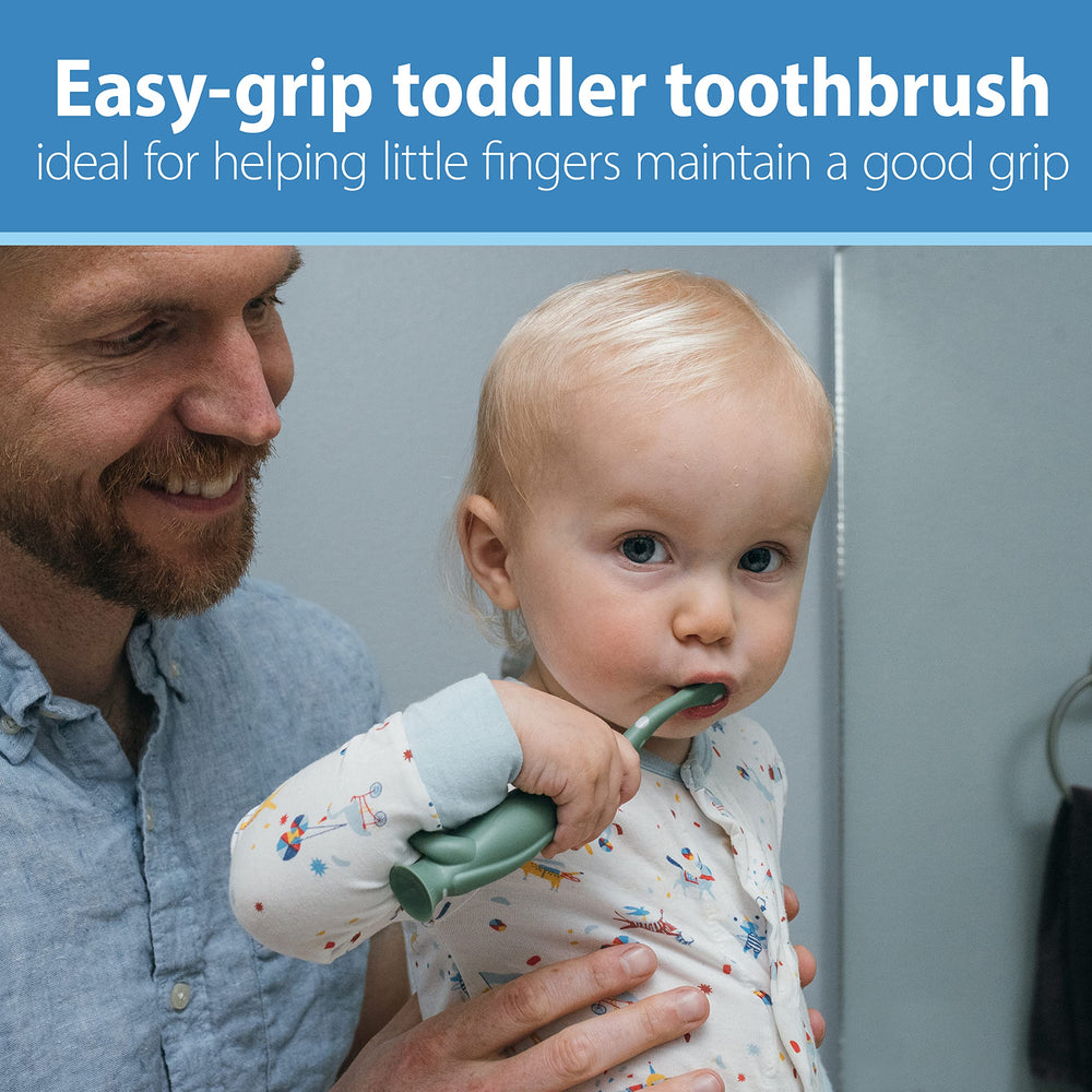 Close-up of easy-grip handle on the toddler toothbrush