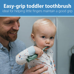Close-up of easy-grip handle on the toddler toothbrush
