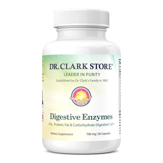 Bottle of Dr. Clark Digestive Enzymes supplement 700mg