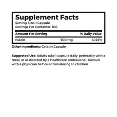 100 gelatin capsules inside Dr. Clark Niacin bottle
