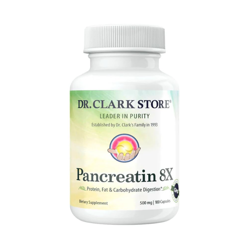 Hero image for Dr. Clark Pancreatin 8X enzyme supplement 500mg