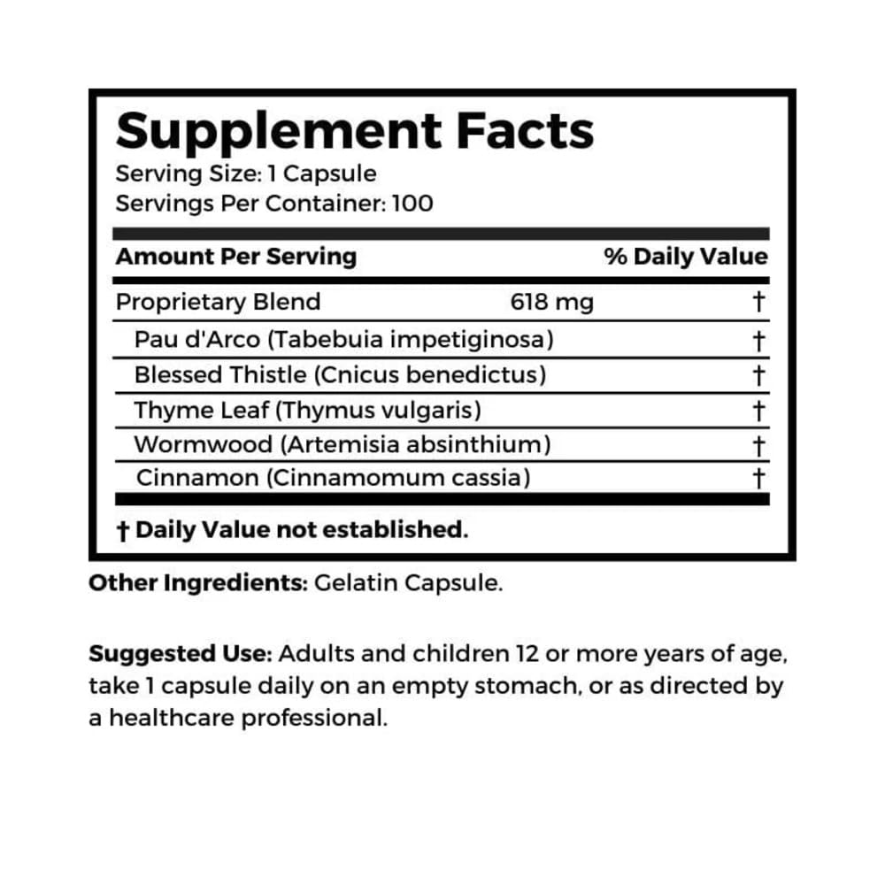 Close-up of Bug Buster 620 mg capsules