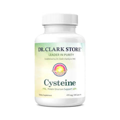 Front view of Dr Clark Store Cysteine 500mg bottle with 100 capsules, Pack of 2