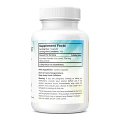 Close-up of 500 mg Rose HIPS capsules
