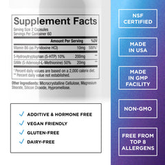 Close-up of SAM-e and Vitamin B6 ingredients