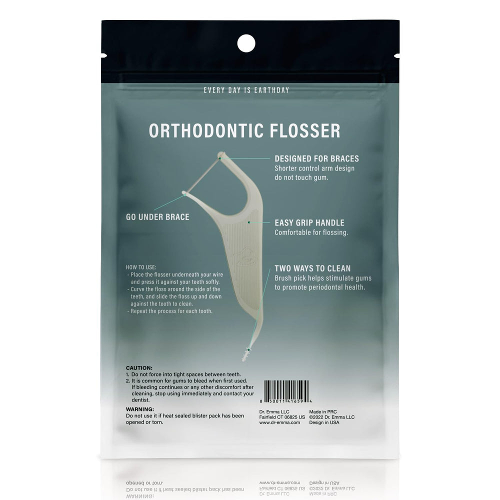 60-count bag of Dr. Emma flossers for braces