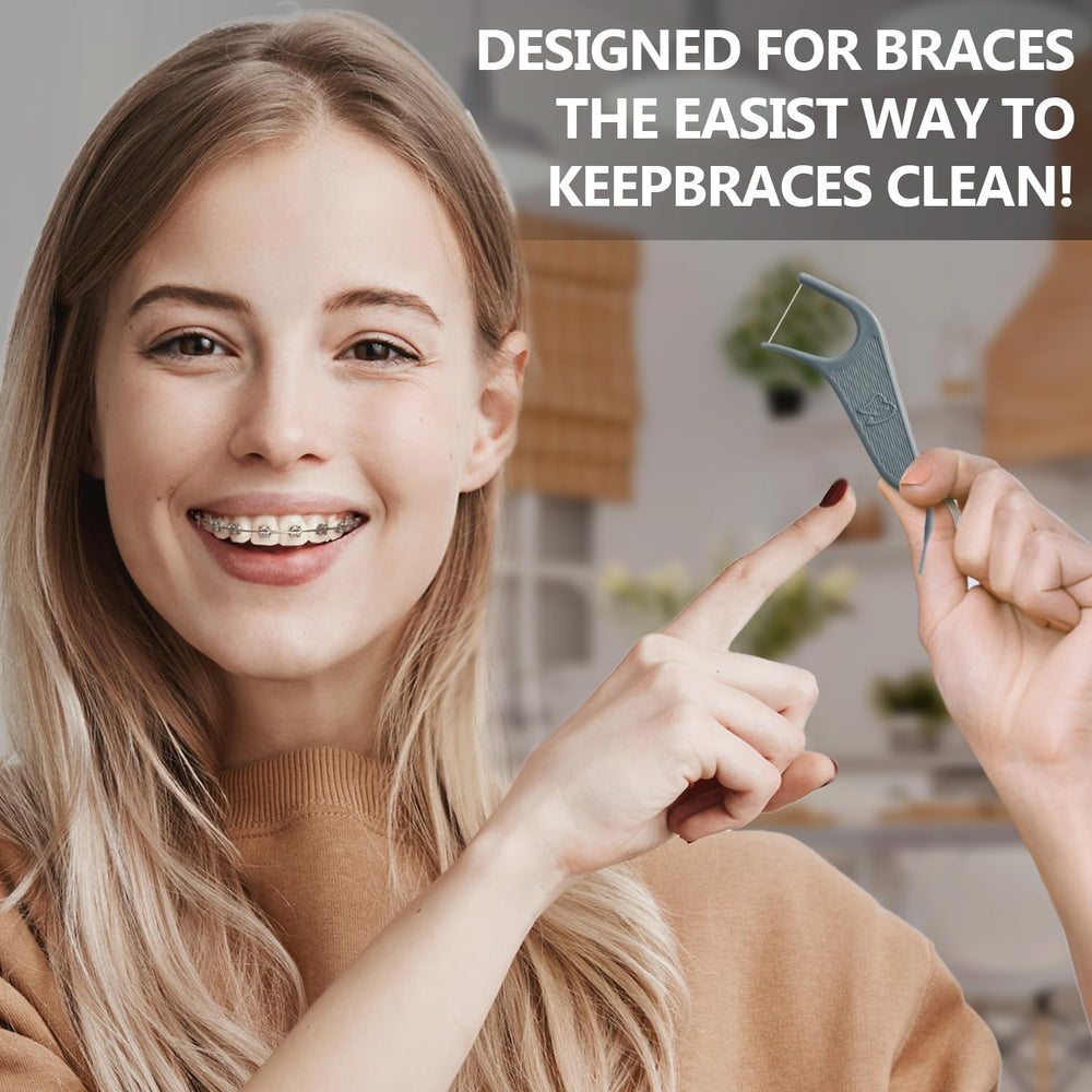 Product label showing mint flavor and braces compatibility