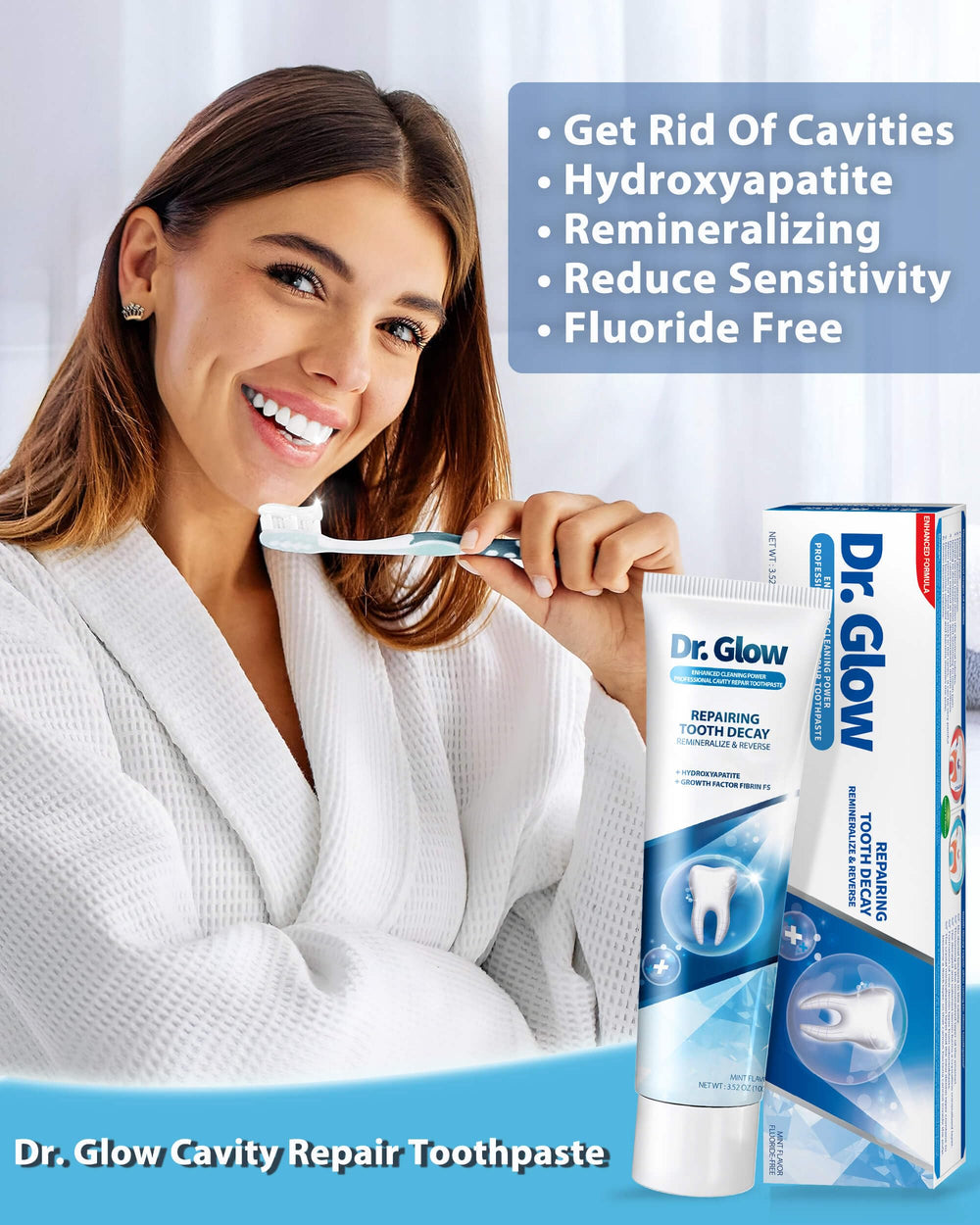 Close-up of hydroxyapatite toothpaste ingredients